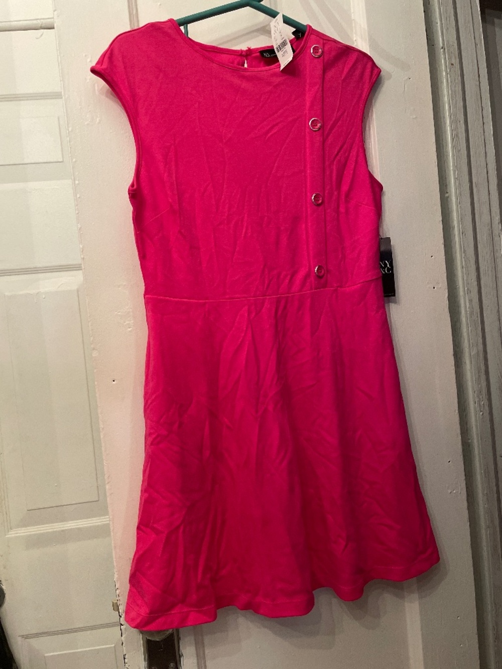 A-line dress asymmetrical silver buttons
